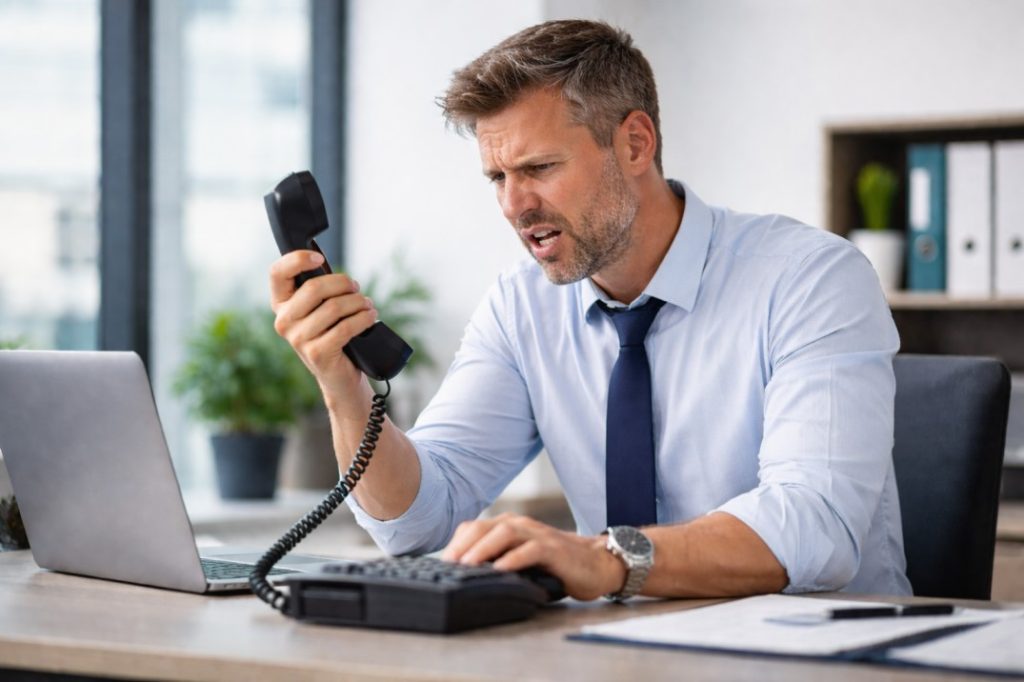 Business owner frustrated with outdated landline phone system
